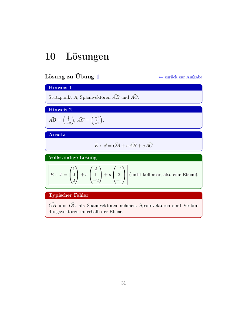 Solution page with hints, approach, full solution and typical mistake