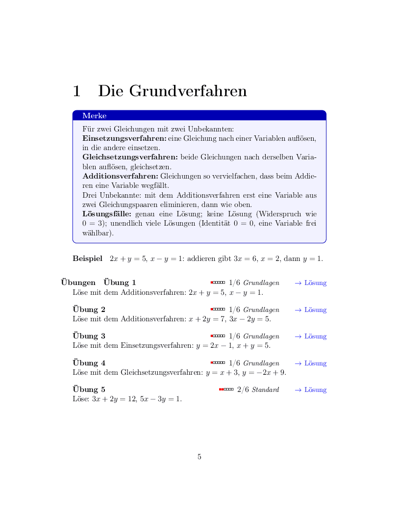 Problem page from the chapter The basic methods