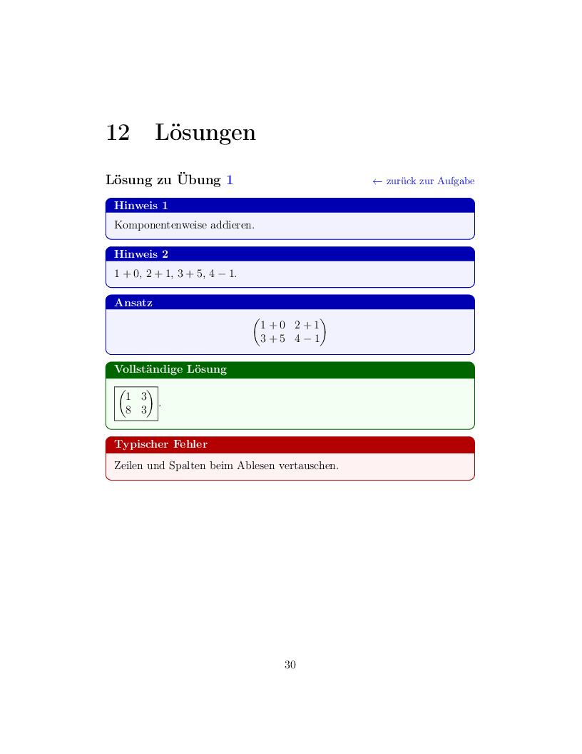 Solution page with hints, approach, full solution and typical mistake